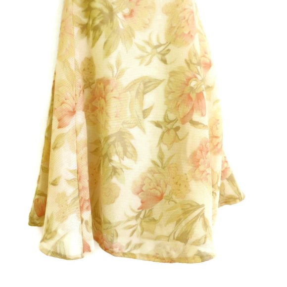 SOLD Limited Dress  90s Pale Yellow Floral Fit Flare Zipper Lined Princess 4 - Picture 4 of 6